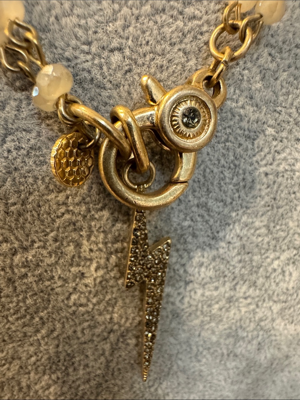PRICE FIRM Marlyn Schiff Gold Tone & Gray Double Strand Beaded Necklace - Picture 5 of 5